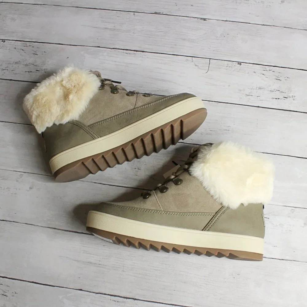Koolaburra by Ugg Women's Winter Boots Size 8 Suede Leather Lace Fur